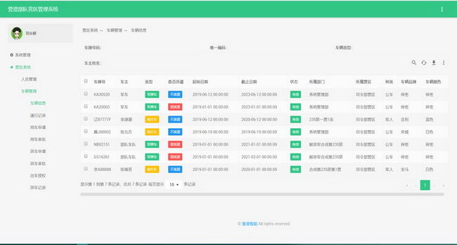 部隊營區派車請假訪客出入管理軟件